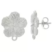 Clous d'oreilles fleur 15 mm avec anneau fermé - Argenté x2