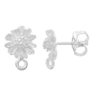 Clous d'oreilles marguerite 9 mm avec anneau fermé - Argenté x2