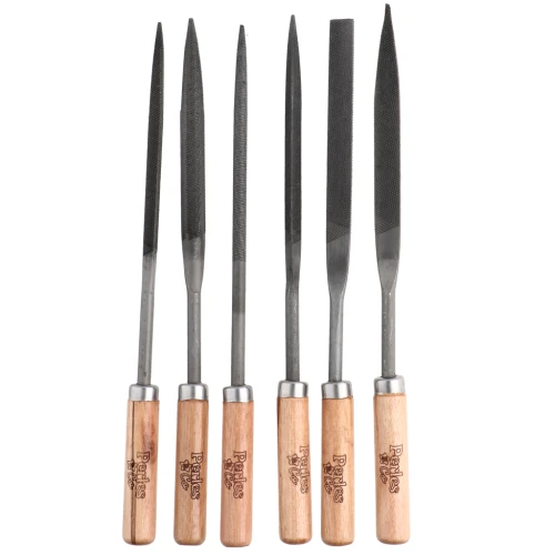 6 limes avec manche en bois - grain moyen - outillage pour bijouterie x1