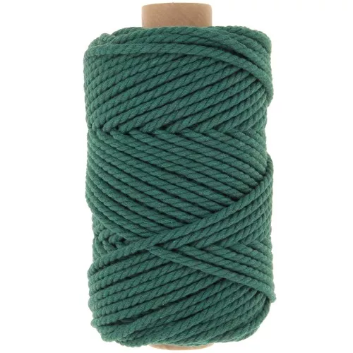 Bobine de cordon en coton pour macramé 3 mm - Vert bouteille x50m