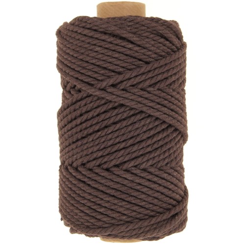 Bobine de cordon en coton pour macramé 3 mm - Chocolat x50m