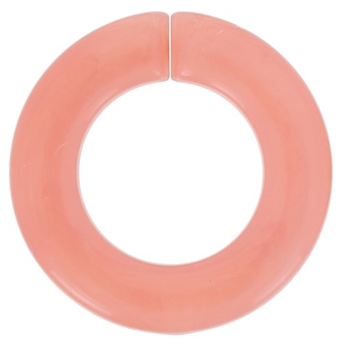 Maillon rond plat en acrylique 31.5 mm - Marbré Pêche x1