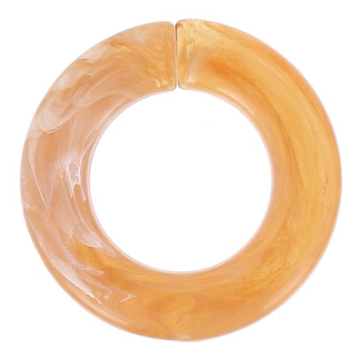 Maillon rond plat en acrylique transparent 31.5 mm - Marbré Ambre x1