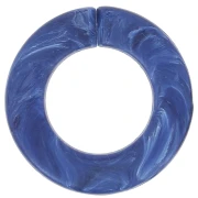 Maillon rond plat en acrylique 31.5 mm - Marbré Bleu lapis mat x1