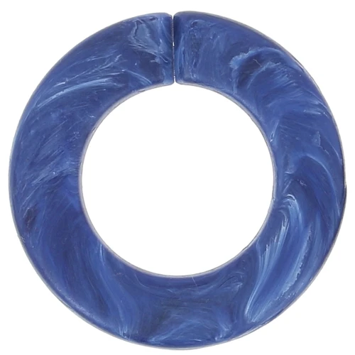 Maillon rond plat en acrylique 31.5 mm - Marbré Bleu lapis mat x1