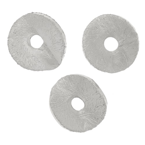 Perles rondelles Heishi ondulées effet brossé 6x0.8mm - Argenté x5g environ 30 pcs