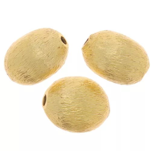Perles olive effet brossé 10x8 mm - Doré x10
