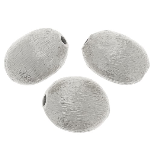 Perles olive effet brossé 10x8 mm - Argenté x10