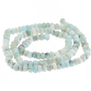 Perles rondes aplaties facettées 4x3 mm pierre gemme - Larimar x32cm