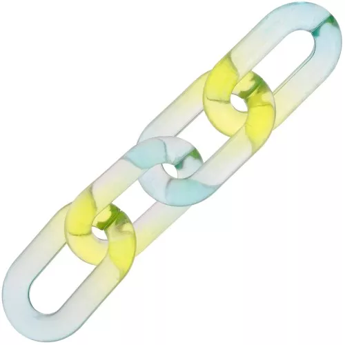 Maillon ovale en acrylique 39x23 mm bicolore transparent - Bleu clair - Jaune x1