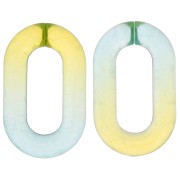 Maillon ovale en acrylique 39x23 mm bicolore transparent - Bleu clair - Jaune x1