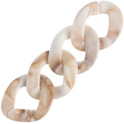 Maillon ovale torsadé en acrylique 40x33 mm - Marbré Blanc - Marron x1|raw }}