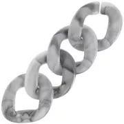 Maillon ovale torsadé en acrylique 40x33 mm - Marbré Gris - Noir x1