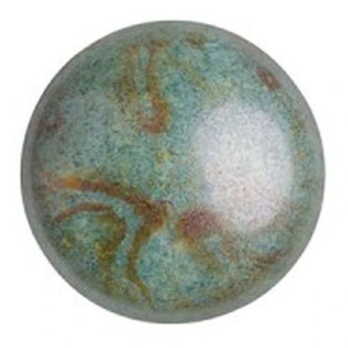 Cabochons ronds en verre par Puca® 8 mm - Vert Gris Marbré Ceramic Look x10