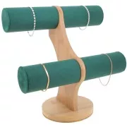 Porte bijoux - présentoir à bijoux pour bracelets 24x24 cm bambou Suédine Vert x1