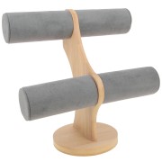 Porte bijoux - présentoir à bijoux pour bracelets 24x24 cm bambou Suédine Gris x1