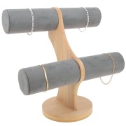 Porte bijoux - présentoir à bijoux pour bracelets 24x24 cm bambou Suédine Gris x1