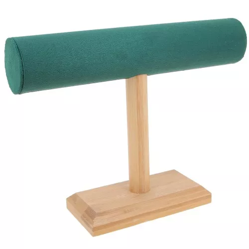 Porte bijoux - présentoir à bijoux pour bracelets 19x25cm Bambou - suedine Vert x1