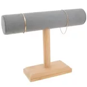 Porte bijoux - présentoir à bijoux pour bracelets 19x25cm Bambou - suedine Gris x1