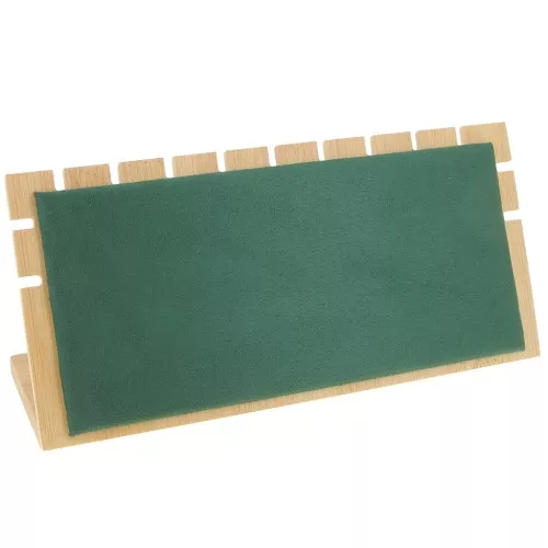 Porte bijoux pour collier - forme rectangle 11x25 cm Bambou - Suédine Vert x1