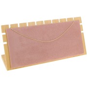 Porte bijoux pour collier - forme rectangle 11x25 cm Bambou - Suédine Rose x1