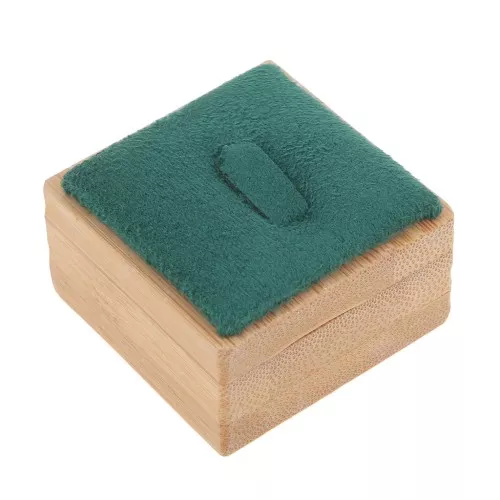 Porte bijoux - Plot bague avec languette 40x40 mm - Bambou - Suédine Vert x1