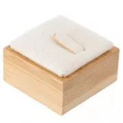 Porte bijoux - Plot bague avec languette 40x40 mm - Bambou - Suédine Beige x1