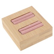 Porte bijoux - mini plateau pour 2 bagues 60x65 mm - Bambou - Suédine Rose x1|raw }}