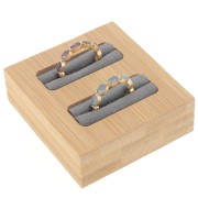 Porte bijoux - mini plateau pour 2 bagues 60x65 mm - Bambou - Suédine Gris x1