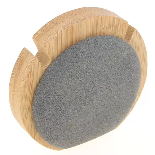 Porte bijoux pour collier - forme rond - 9 cm Bambou - Suédine Gris x1