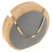 Porte bijoux pour collier - forme rond - 9 cm Bambou - Suédine Gris x1