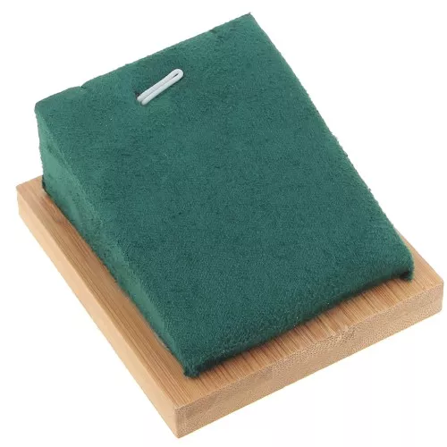 Porte bijoux pour collier - rectangle incliné - 7.5x6 cm Bambou - Suédine Vert x1