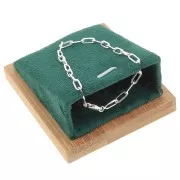 Porte bijoux pour collier - rectangle incliné - 7.5x6 cm Bambou - Suédine Vert x1
