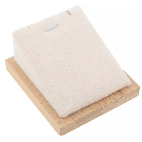 Porte bijoux pour collier - rectangle incliné - 7.5x6 cm Bambou - Suédine Beige x1