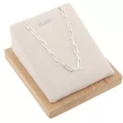 Porte bijoux pour collier - rectangle incliné - 7.5x6 cm Bambou - Suédine Beige x1