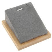 Porte bijoux pour collier - rectangle incliné - 7.5x6 cm Bambou - Suédine Gris x1|raw }}