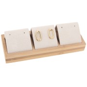 Porte boucles d'oreilles triple 16x6 cm - Bambou - Suédine Beige x1