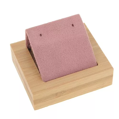 Porte boucles d'oreilles simple 7x5.5 cm - Bambou - Suédine Rose x1
