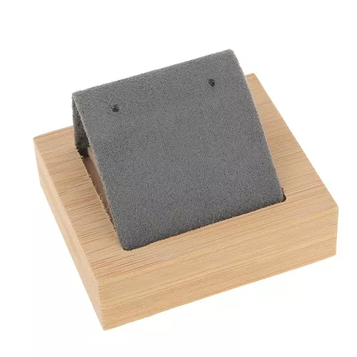Porte boucles d'oreilles simple 7x5.5 cm - Bambou - Suédine Gris x1