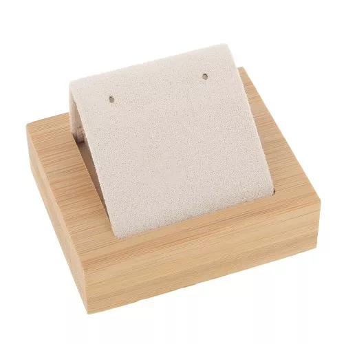Porte boucles d'oreilles simple 7x5.5 cm - Bambou - Suédine Beige x1