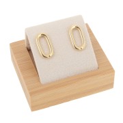 Porte boucles d'oreilles simple 7x5.5 cm - Bambou - Suédine Beige x1