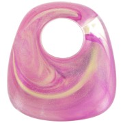 Pendentif trapèze en résine transparente pailleté 23x21 mm - Marbré Rose - Doré x1|raw }}
