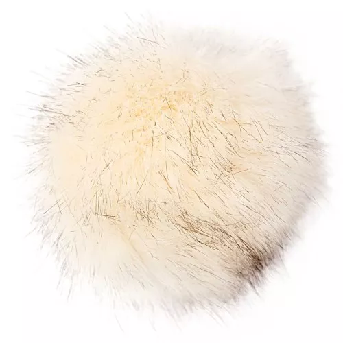 Pompon en fourrure synthétique 10 cm - Crème - Noir x1
