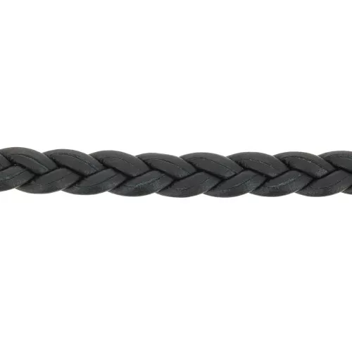 Lacet cuir tressé 5 mm - Noir x50cm