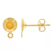 Clous d'oreilles pour semi-percée 6 mm avec anneau fermé - Doré à l'or fin x2