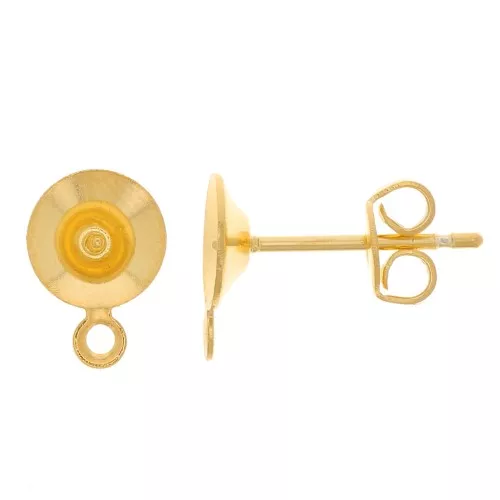 Clous d'oreilles pour semi-percée 6 mm avec anneau fermé - Doré à l'or fin x2