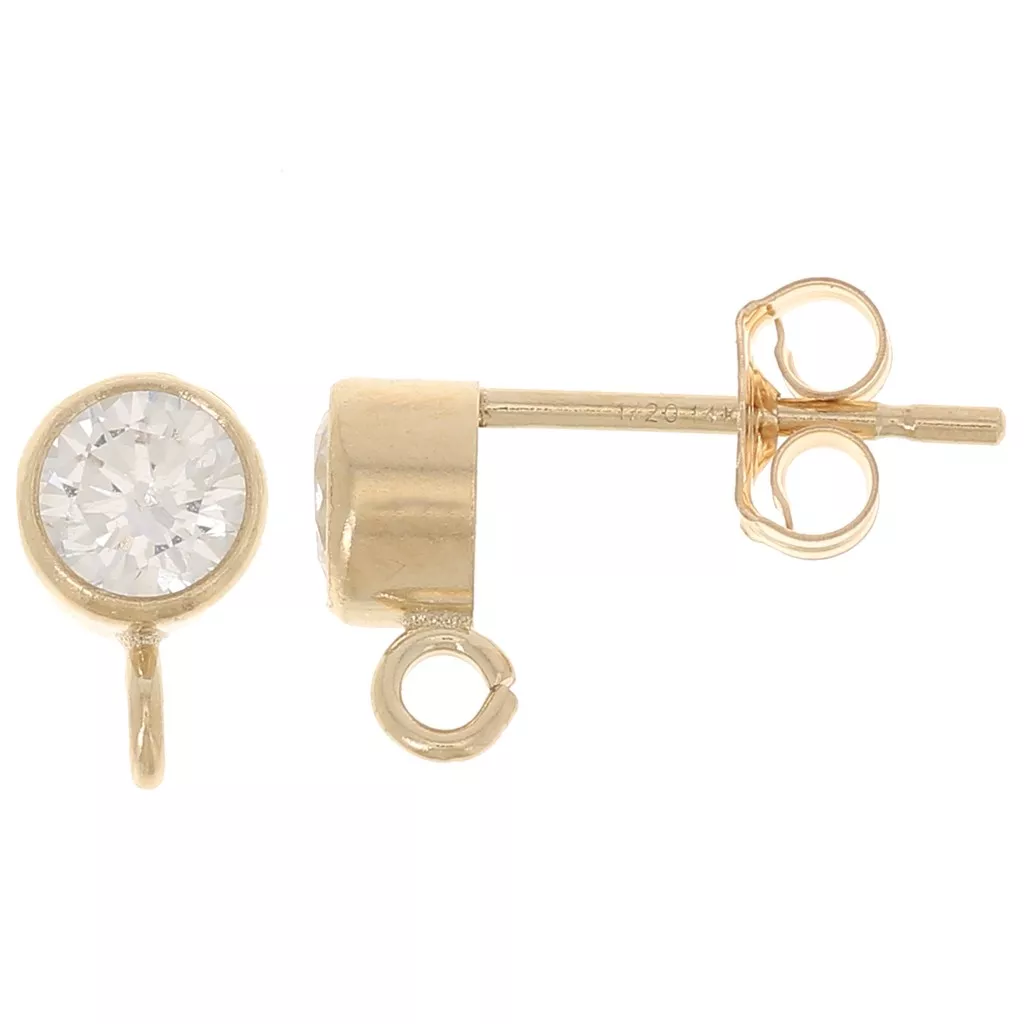 Clous D Oreilles Or Blanc 18k Zircone 2 Pierres O4 5 Mm 590588