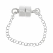 Fermoir aimanté 10x4 mm avec chainette Forçat limée de sécurité 4 cm - Argent 925