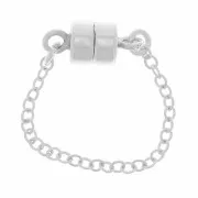 Fermoir aimanté 10x4 mm avec chainette Forçat limée de sécurité 4 cm - Argent 925