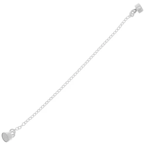 Fermoir aimanté 10x4 mm avec chainette Forçat limée de sécurité 7 cm - Argent 925